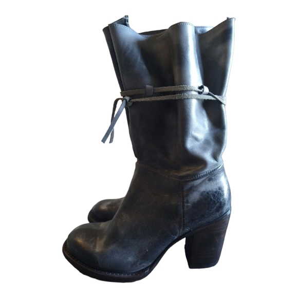 Freebird by Steven 'Guilt' Rustic Black Mid Calf Leather Tie Boots Size … - Picture 5 of 12